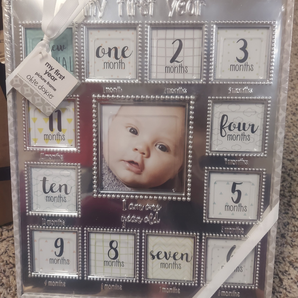 Silver Baby's First Year Photo Frame